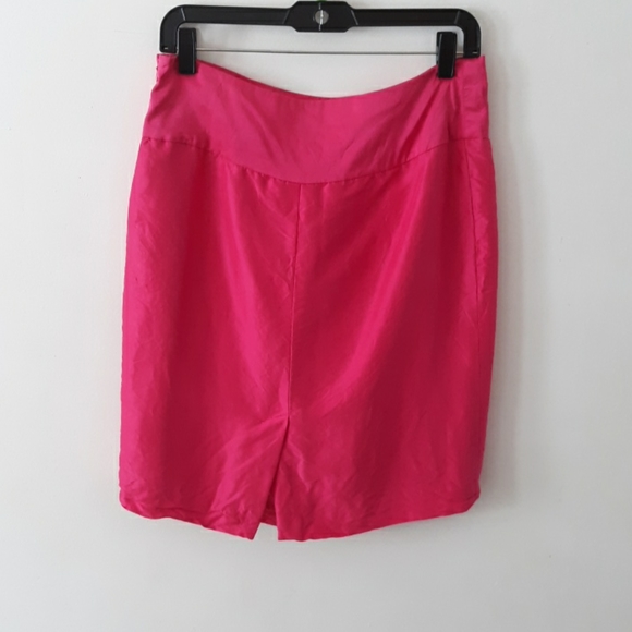 Isaac Mizrahi 100% Silk Hot Pink Slip Pencil Skirt - Picture 4 of 5